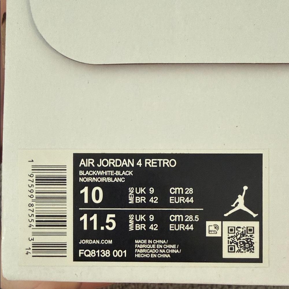 Jordan Air 4 Retro Black and White